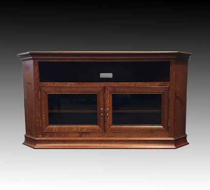 QWP 55-inch TV corner cabinet in Michaels Cherry Finish